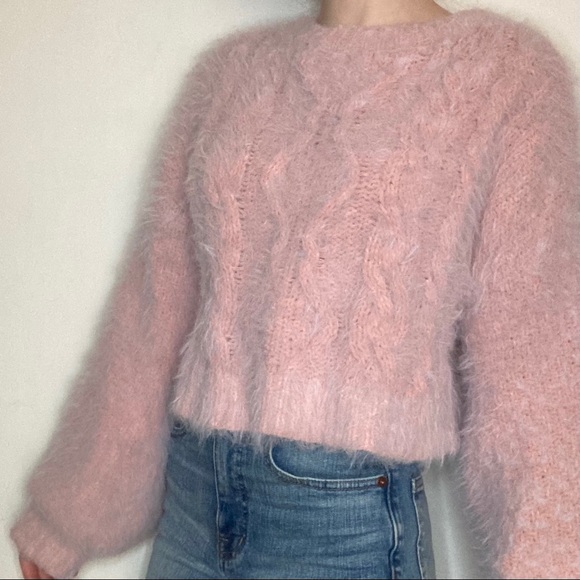 Urban Outfitters Sweaters - Urban Outfitters Fuzzy Chenille Knit Crop Sweater
